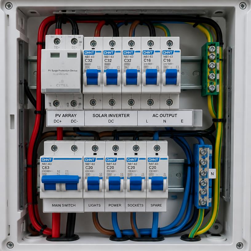 Neatly labelled distribution board